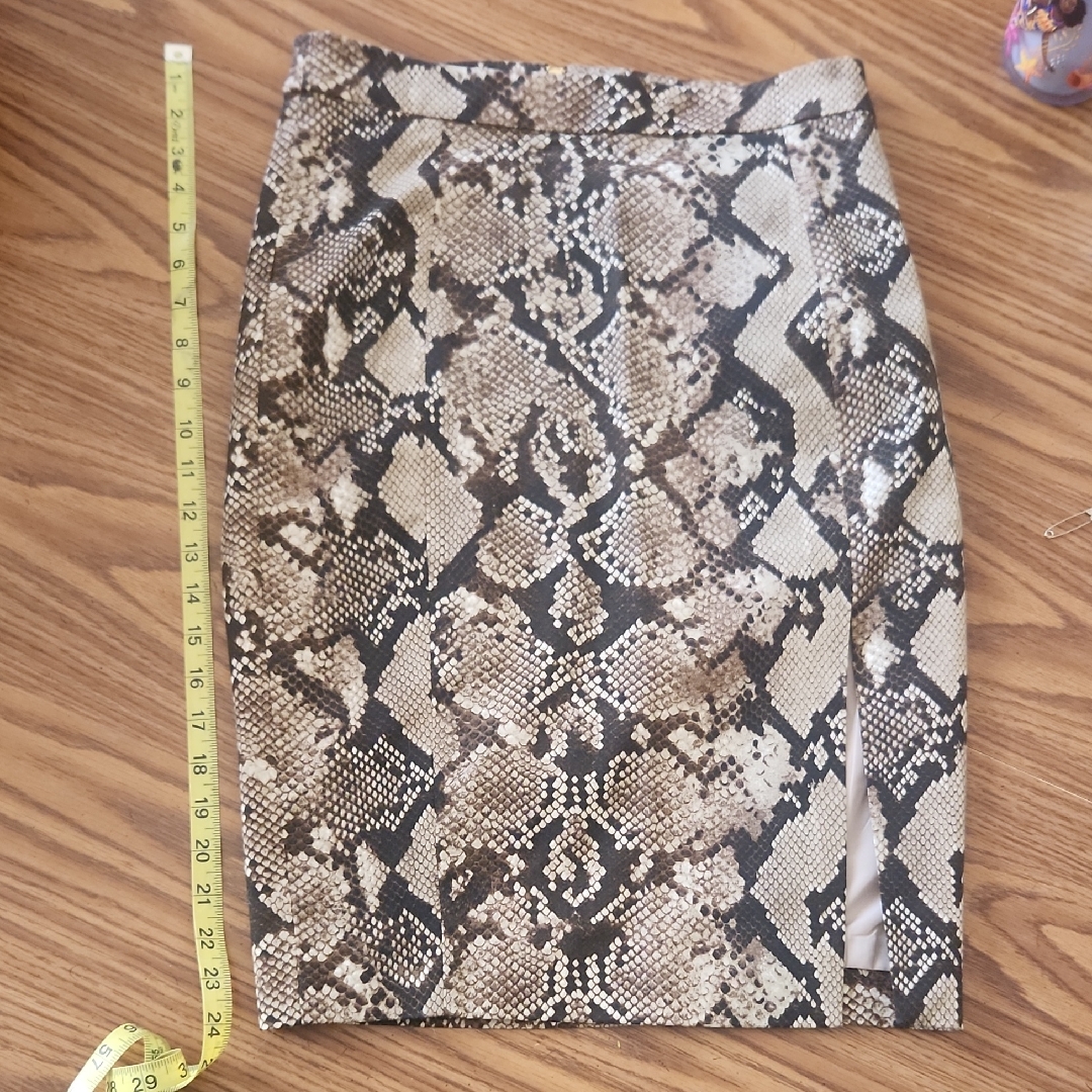 Altuzarra X Targer Brown And Cream Snakeskin Pencil Skirt With Slit